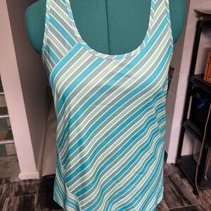 RBX Diagonal Striped Tank Top - Teal and White Womens Size XL